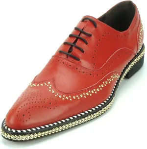 FI-7201 Men's Leather Lace up Wing Tip Shoes
