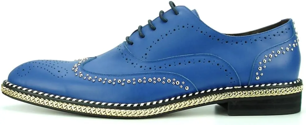 FI-7201 Men's Leather Lace up Wing Tip Shoes