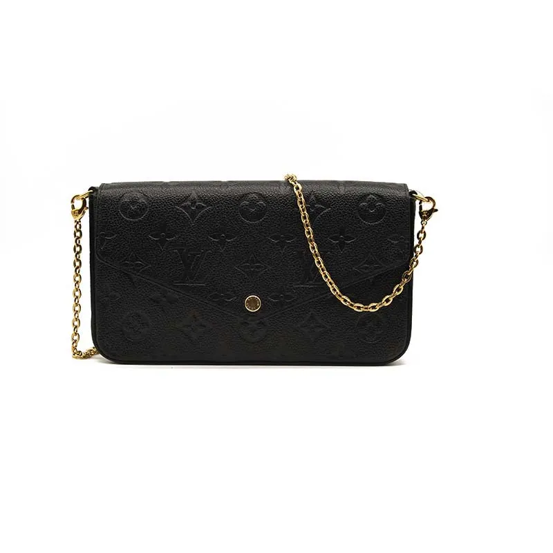 FINAL SALE $1620 Louis Vuitton Empreinte Pochette Felicie Chain Wallet Black