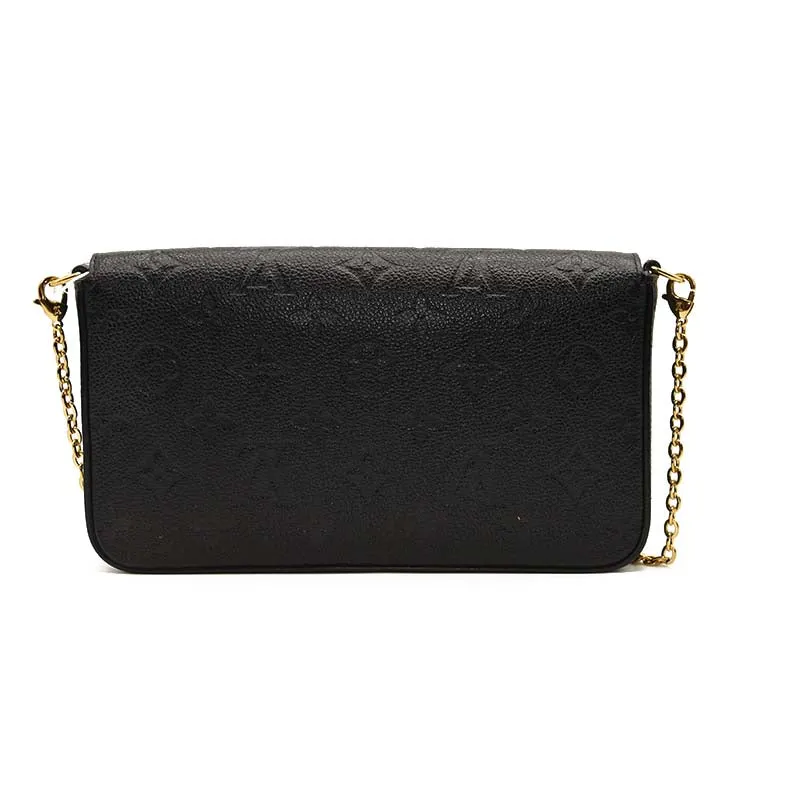 FINAL SALE $1620 Louis Vuitton Empreinte Pochette Felicie Chain Wallet Black