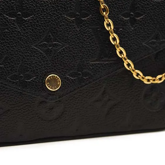 FINAL SALE $1620 Louis Vuitton Empreinte Pochette Felicie Chain Wallet Black
