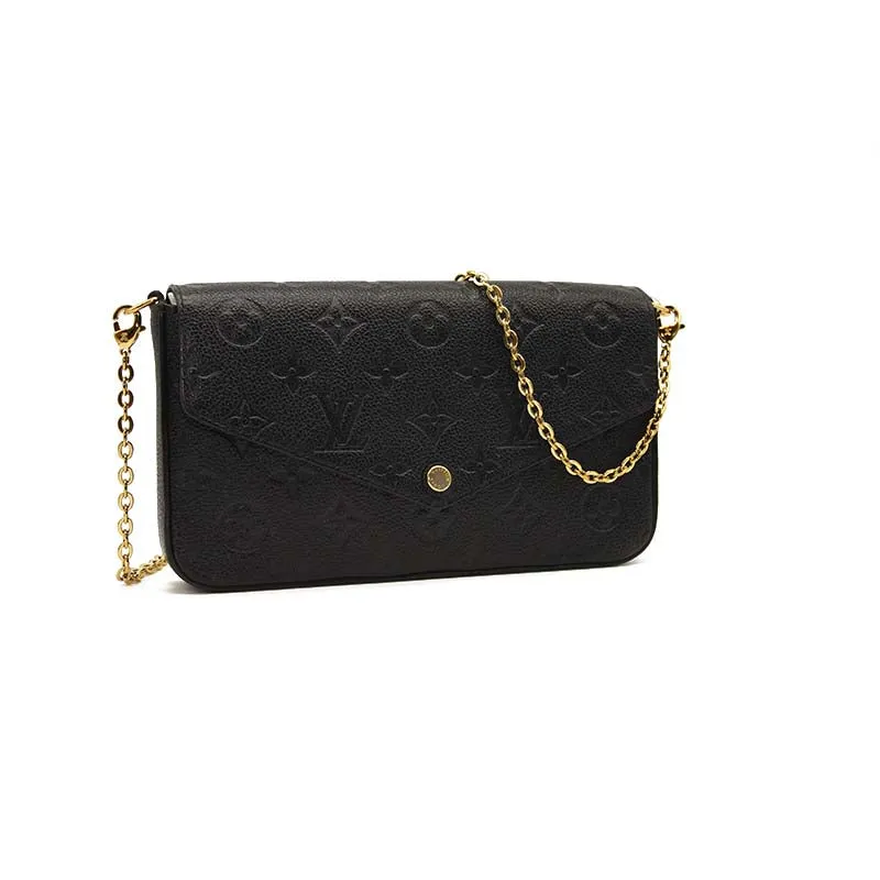 FINAL SALE $1620 Louis Vuitton Empreinte Pochette Felicie Chain Wallet Black