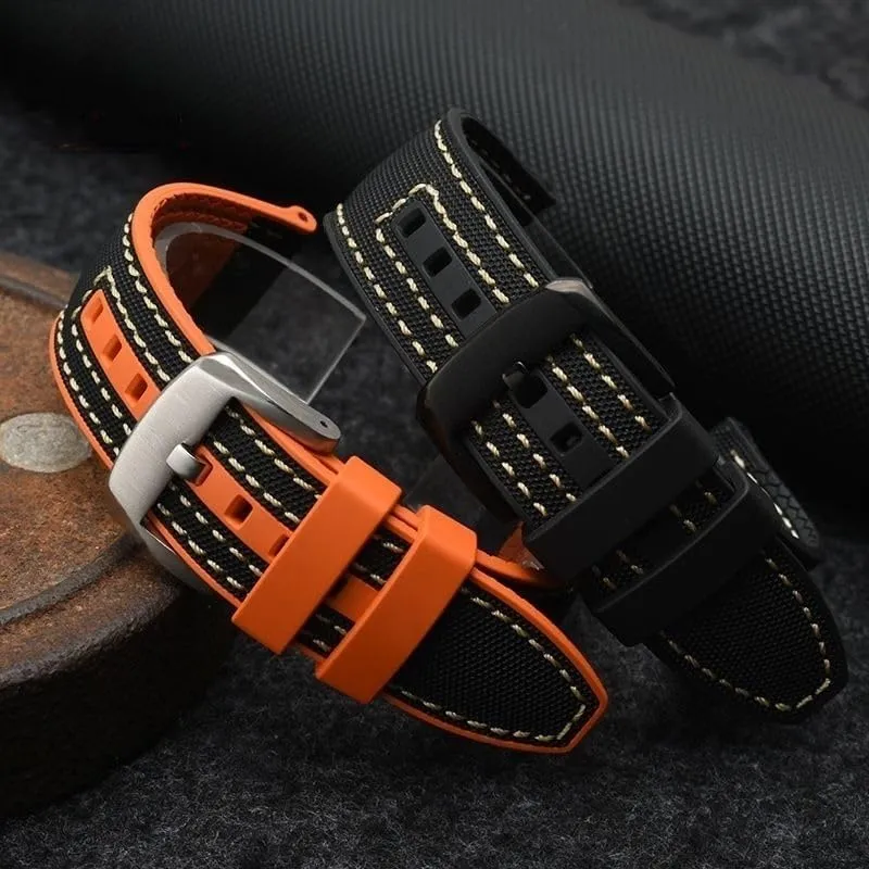 FKM Watch Strap For Mido Helmsman M005 M038.431 M038431a Quick Release Canvas Nylon Watchband Bracelet