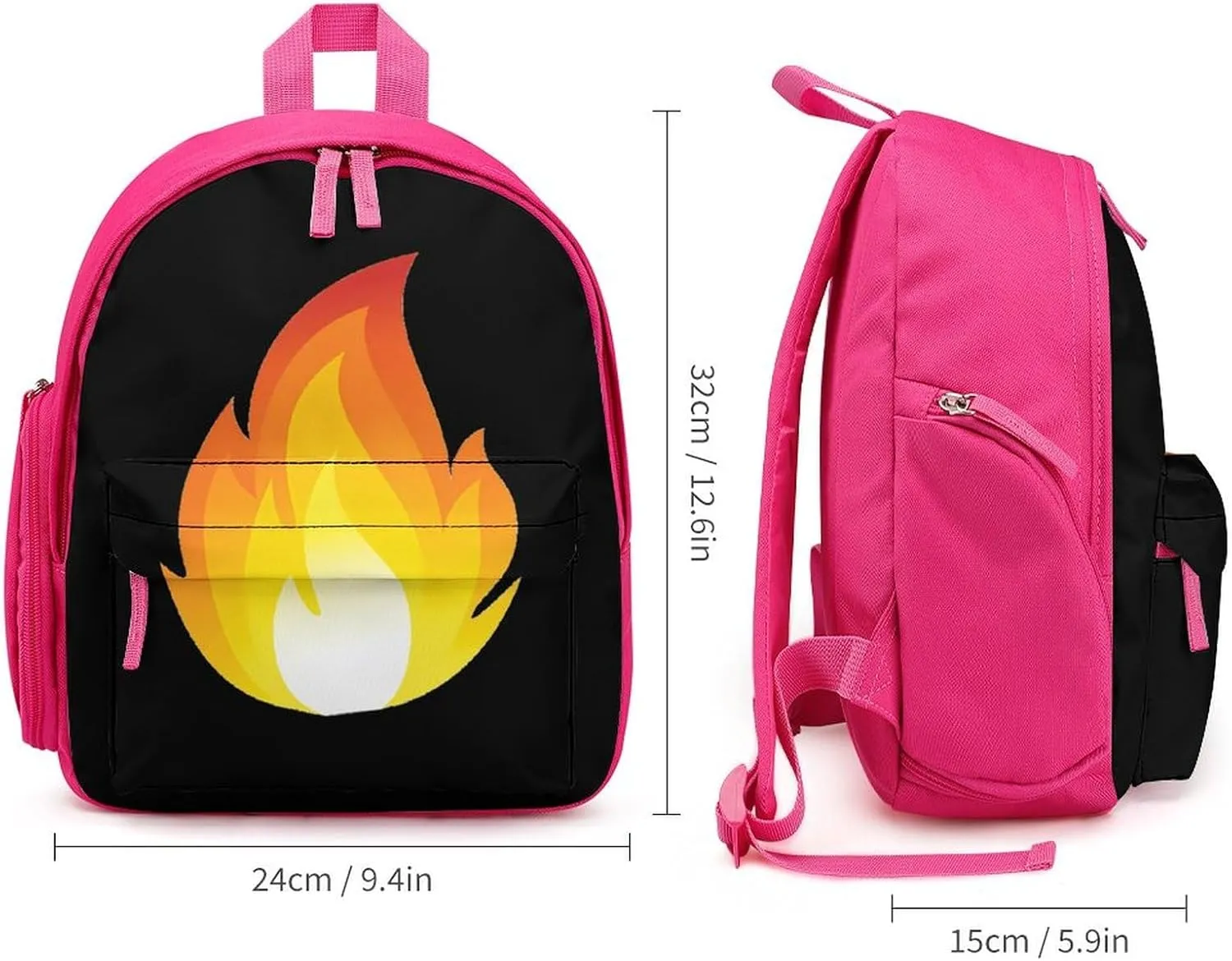 Flaming Fire Simple Backpack Lightweight Cute Printing Shoulder Bag Family Travel Pink-style