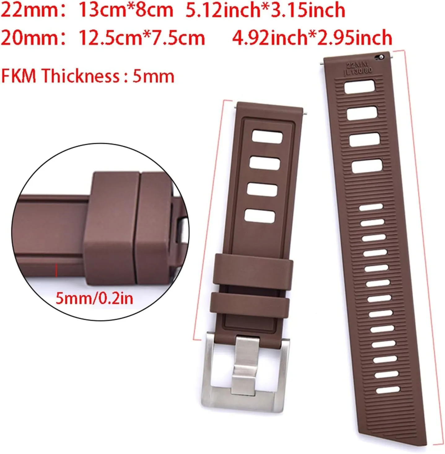 Fluororubber FKM 20mm 22mm Watch Strap Waterproof Quick Release Watchbands For Each Brand Diving Watches