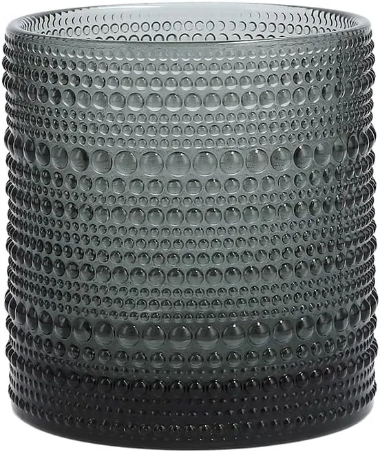 Fortessa Jupiter Beaded Hobnail Glass, 14 Ounce Triple Old Fashioned (Set of 6), Storm