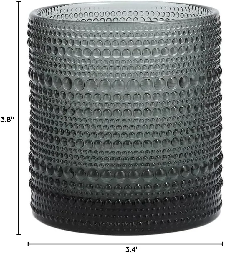 Fortessa Jupiter Beaded Hobnail Glass, 14 Ounce Triple Old Fashioned (Set of 6), Storm