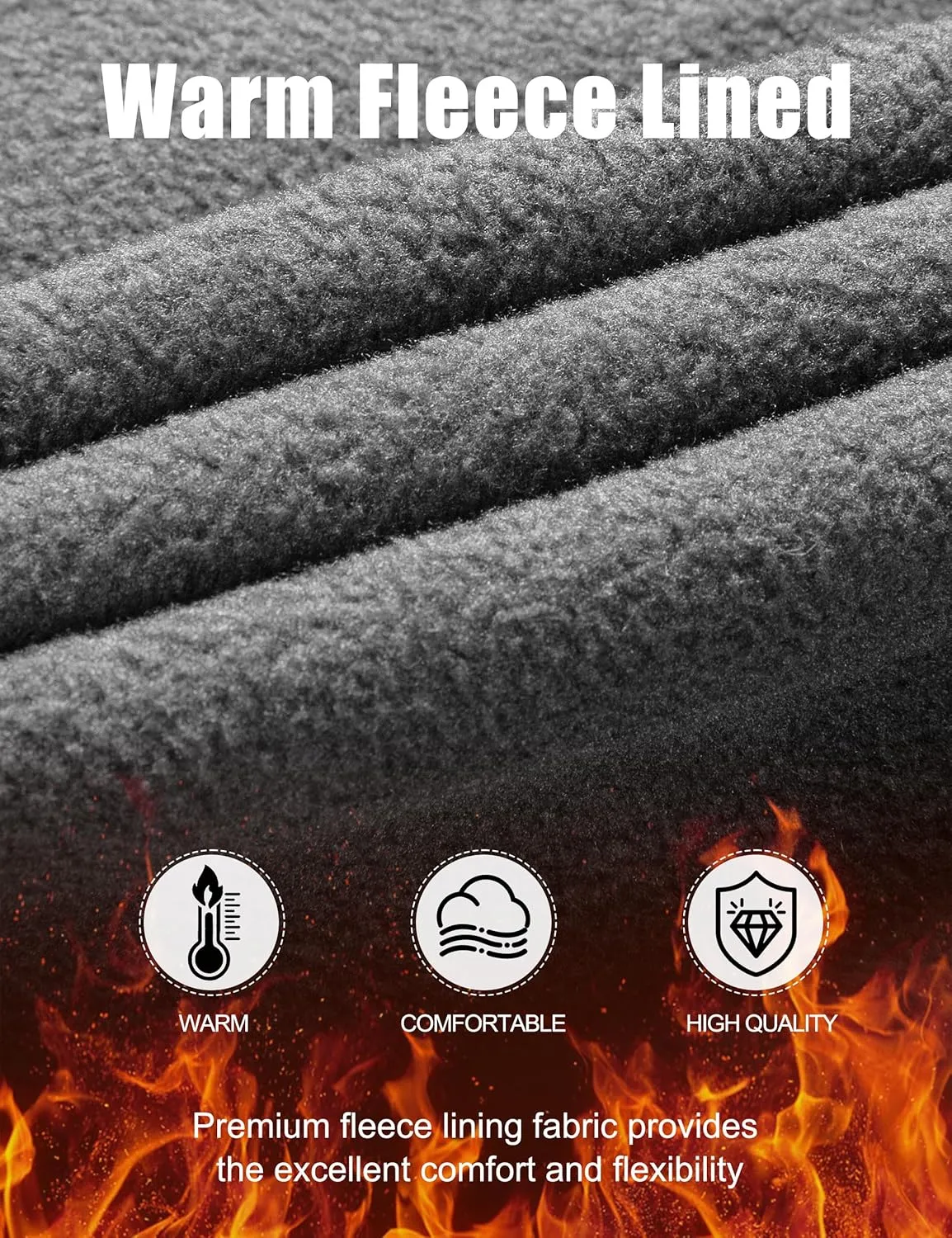 FREE SOLDIER Men's Fleece Lined Outdoor Cargo Hiking Pants Water Repellent Softshell Snow Ski Pants with Zipper Pockets