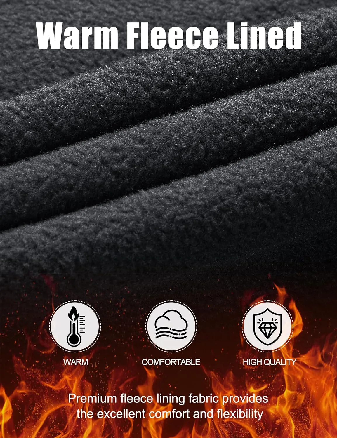 FREE SOLDIER Men's Fleece Lined Outdoor Cargo Hiking Pants Water Repellent Softshell Snow Ski Pants with Zipper Pockets