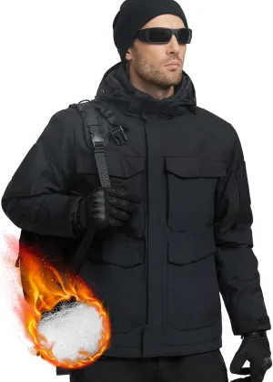 FREE SOLDIER Men's Waterproof Ski Winter Jacket Warm Winter Snow Snowboard Coat with Multi Pockets Detachable Hood