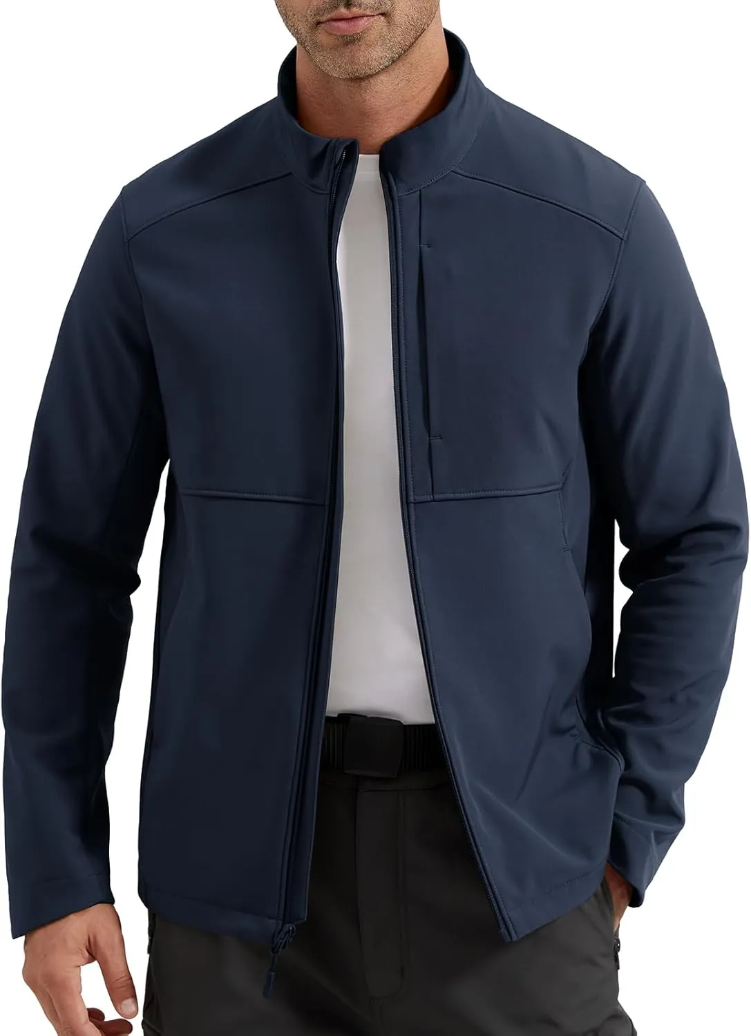 FREE SOLDIER Men's Waterproof Softshell Jacket Lightweight Fleece Lined Jacket Outdoor Hiking Windbreaker