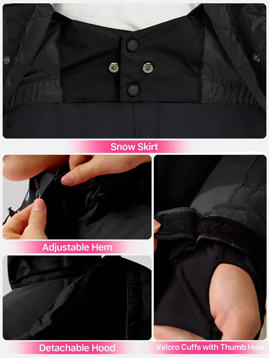 FREE SOLDIER Women's Waterproof Ski Snow Jacket Fleece Lined Warm Winter Rain Jacket with Hood Fully Taped Seams