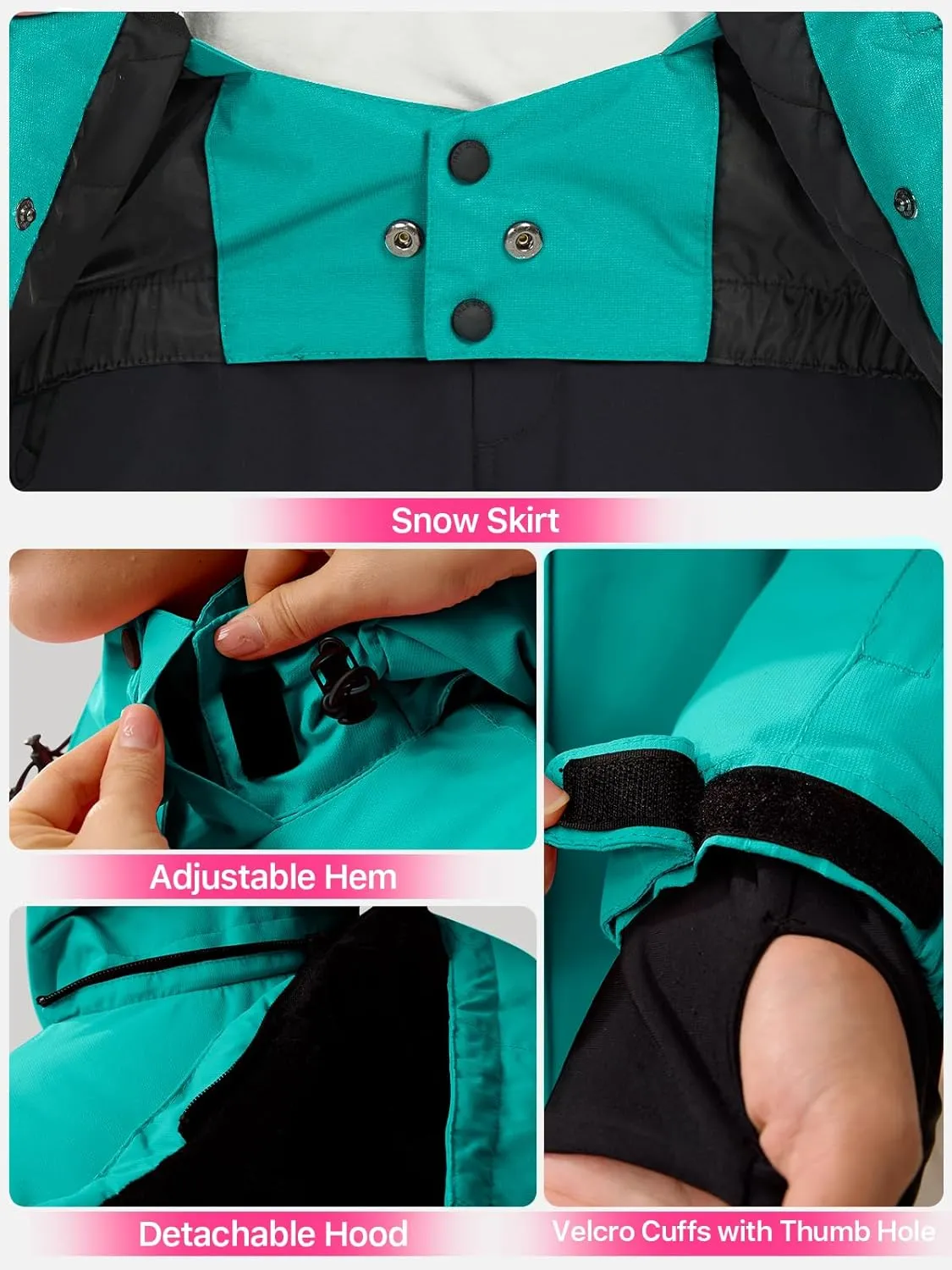 FREE SOLDIER Women's Waterproof Ski Snow Jacket Fleece Lined Warm Winter Rain Jacket with Hood Fully Taped Seams