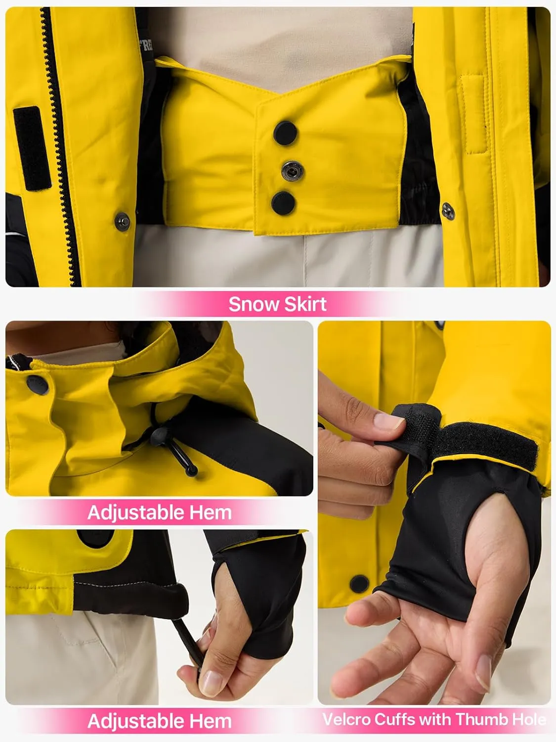 FREE SOLDIER Women's Waterproof Ski Snow Jacket Warm Fleece Lined Winter Rain Jacket with Hood Fully Taped Seams