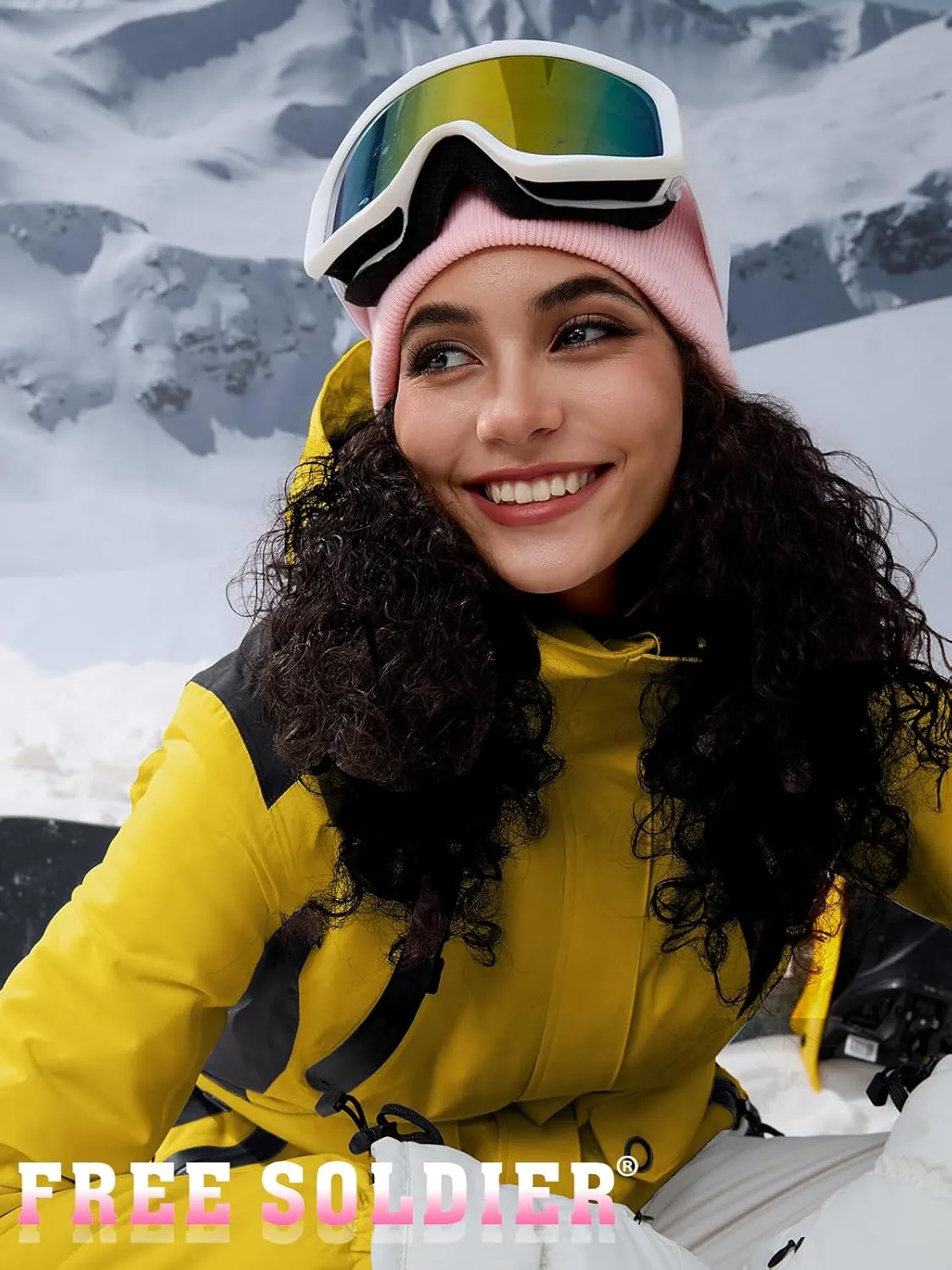 FREE SOLDIER Women's Waterproof Ski Snow Jacket Warm Fleece Lined Winter Rain Jacket with Hood Fully Taped Seams
