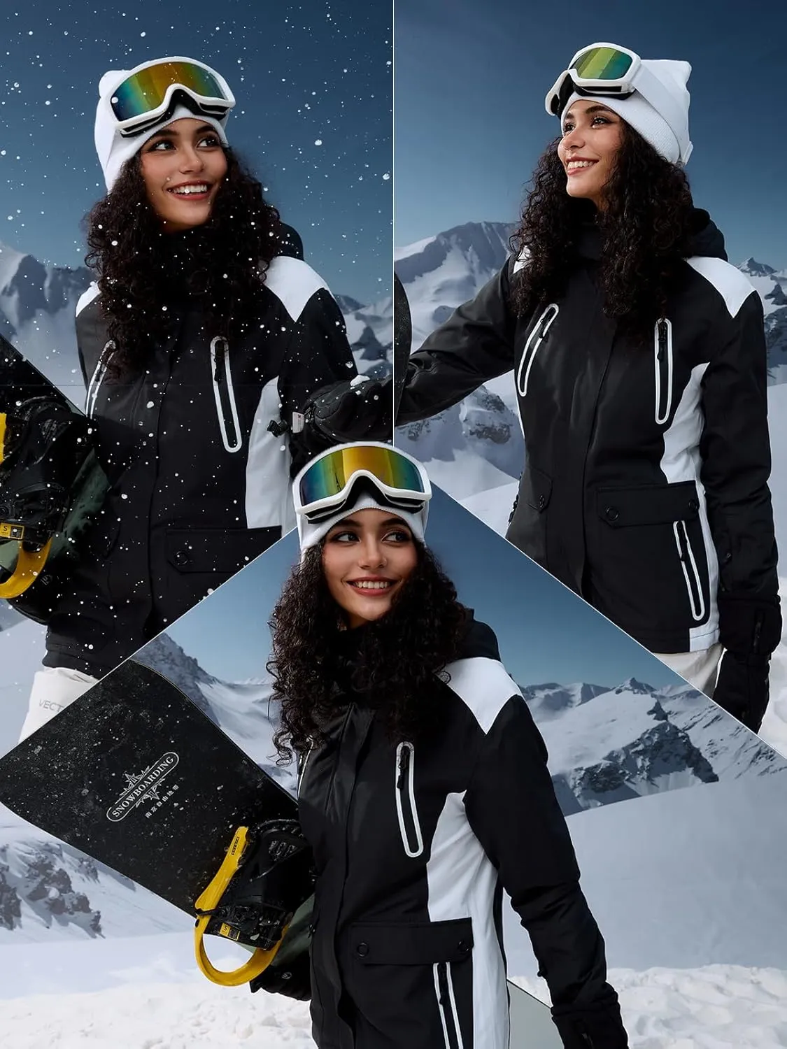 FREE SOLDIER Women's Waterproof Ski Snow Jacket Warm Fleece Lined Winter Rain Jacket with Hood Fully Taped Seams