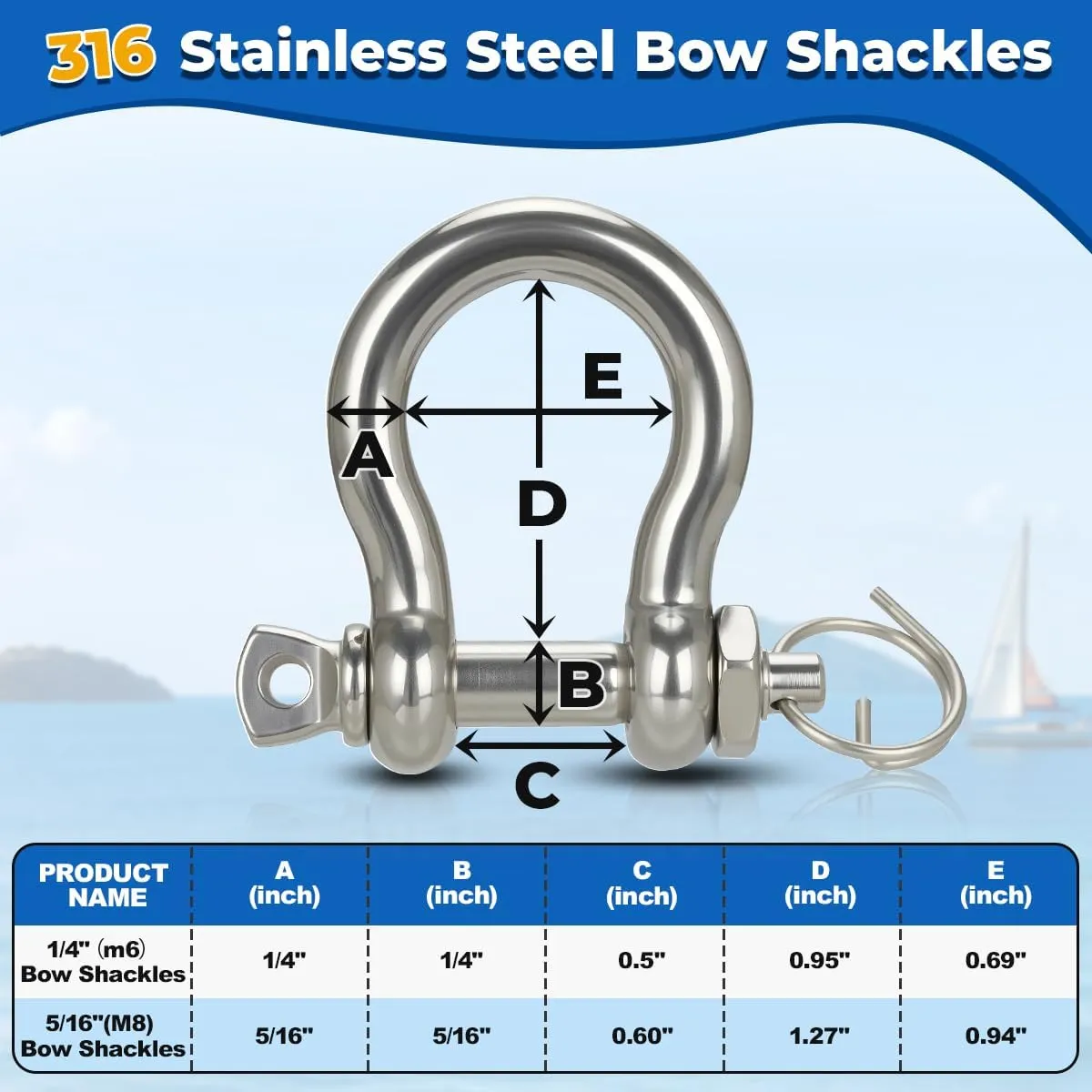 FUCNEN1/2 Boat Anchor Rope 200 FT with 316 Stainless Steel Chain 1/4" x 10 FT, 5/16" Anti-Off Shackles and 1/2" Thimble, Anchor Rode for Mooring, Boats Pontoon, Deck, Fishing, Sail