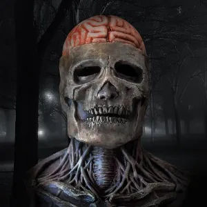 Full Head Skull Mask with Movable Jaw, Halloween Scary Realistic Latex Mask