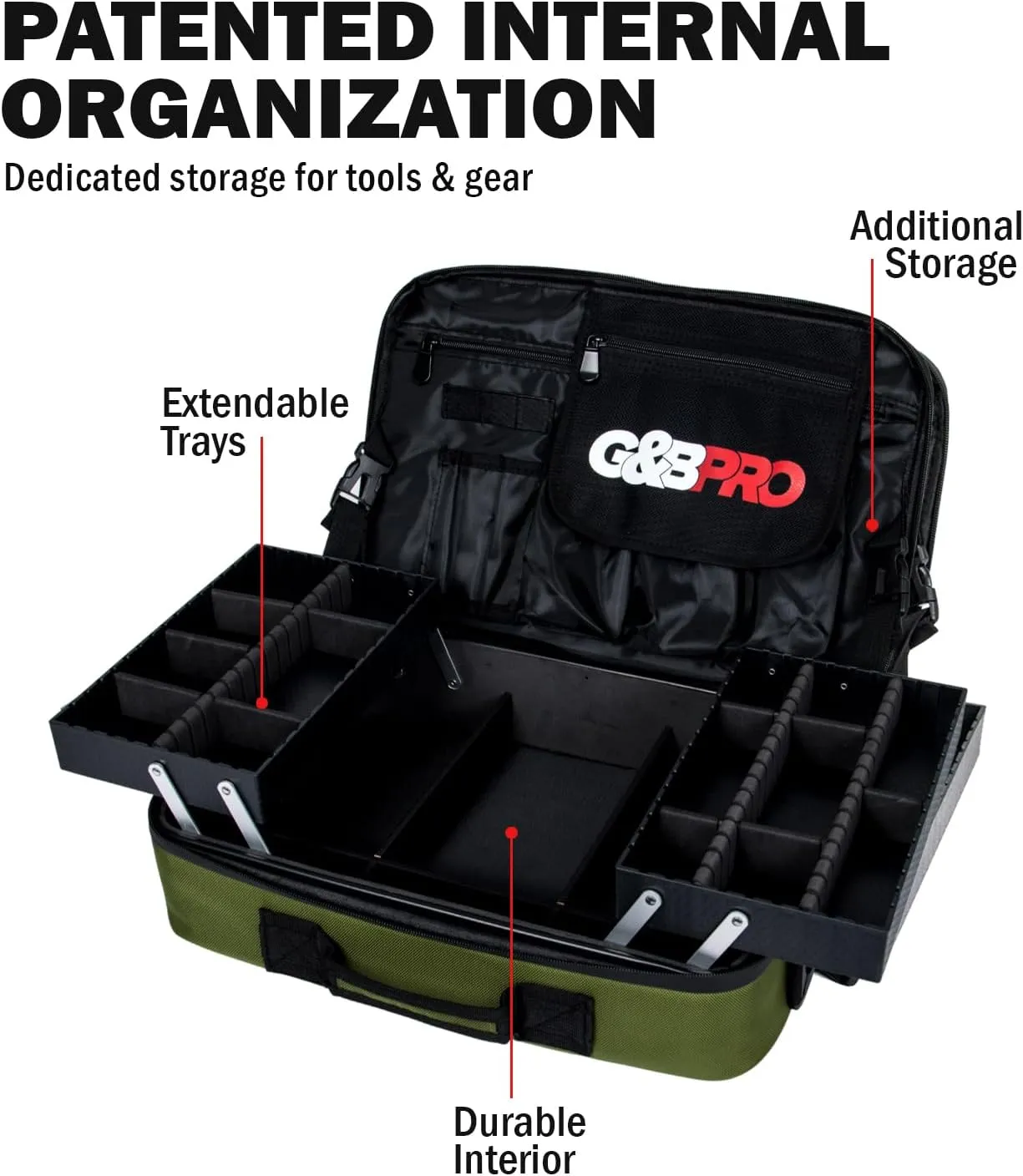 G&BPRO Crossbody Briefcase with Extending Tray System | All-in-one Mobile Workstation Travel Bag