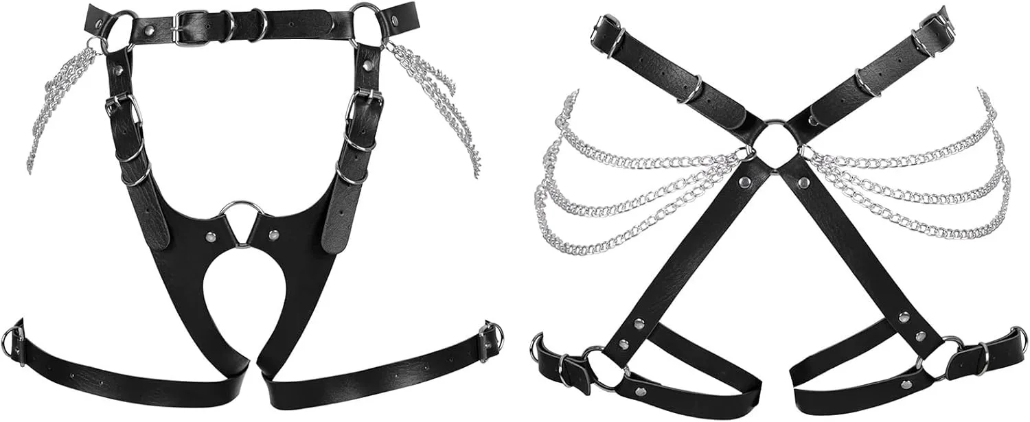 Garter Belt Leg Strap Rave Body Chain Gothic Harness for women Leather cage Dance Rock Festival Punk Photography