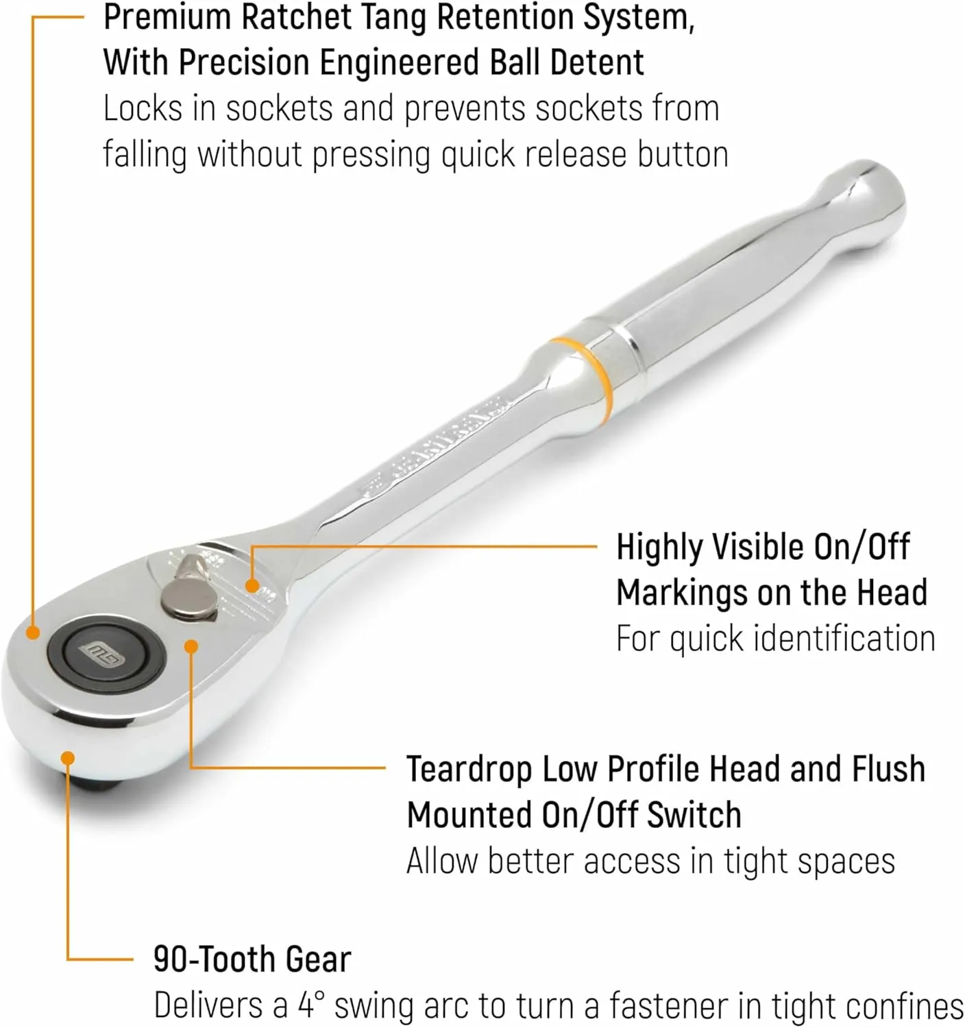 GEARWRENCH 3/8" Drive 90-Tooth Quick Release Teardrop Ratchet | 81218T