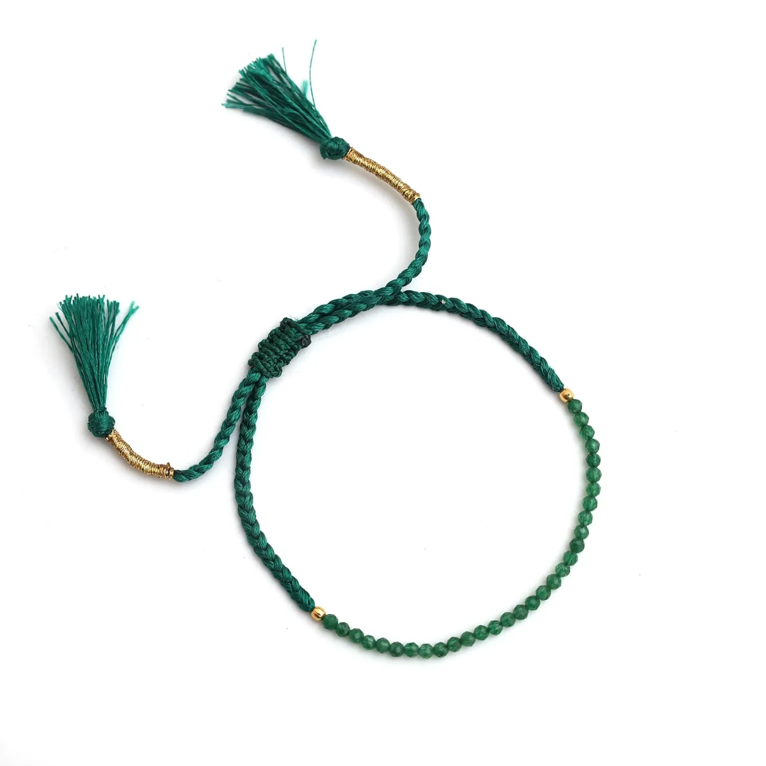 Gempires Green Jade Beaded Bracelet Handmade Gemstone Braided Jewelry Pull String Adjustable Bracelets For Women