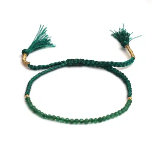 Gempires Green Jade Beaded Bracelet Handmade Gemstone Braided Jewelry Pull String Adjustable Bracelets For Women