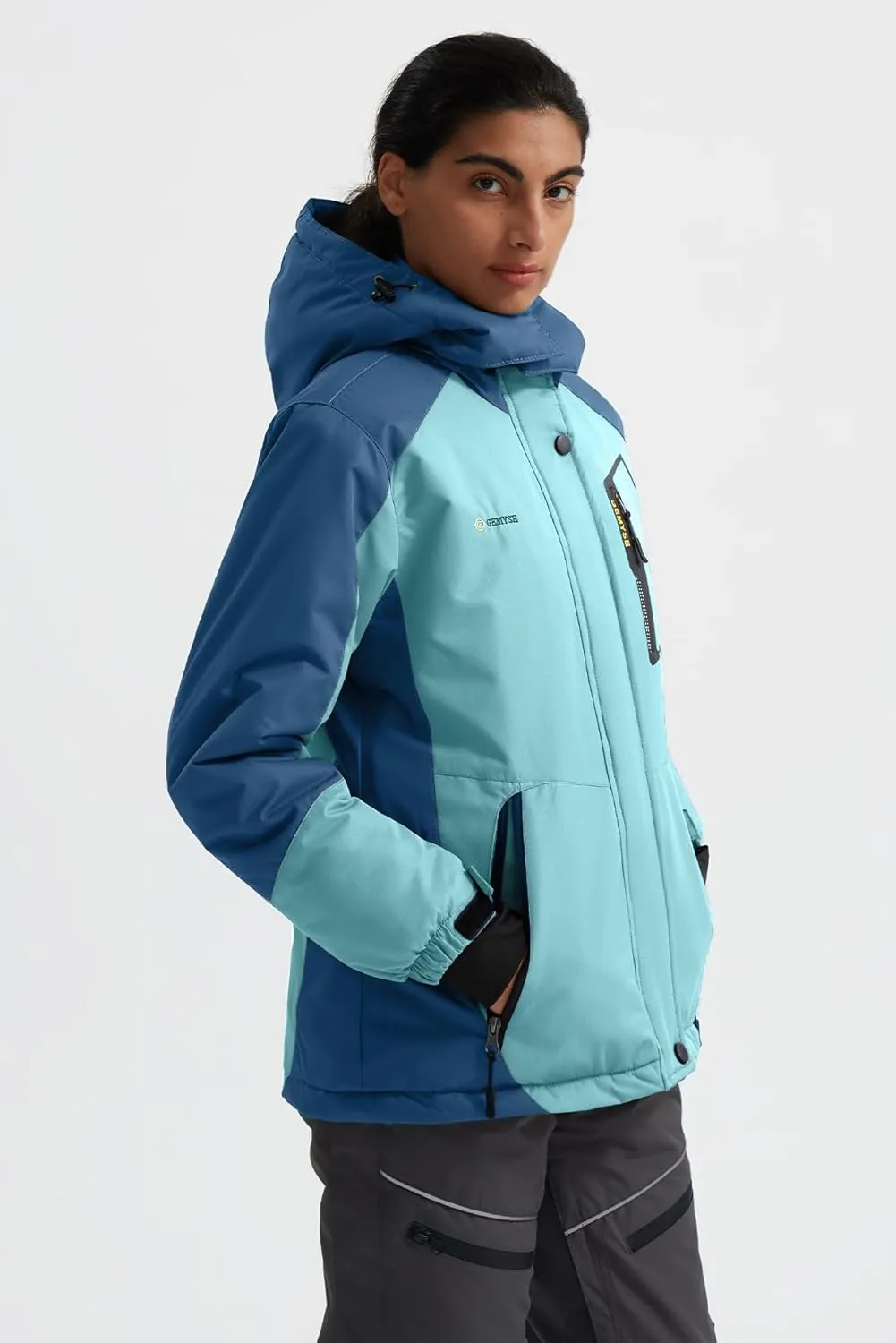GEMYSE Women's Mountain Waterproof Ski Snow Jacket Rain Winter Jacket Coat Hooded Windproof Parka