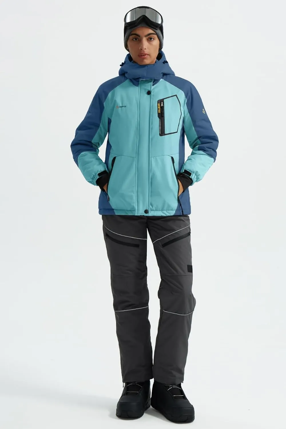 GEMYSE Women's Mountain Waterproof Ski Snow Jacket Rain Winter Jacket Coat Hooded Windproof Parka