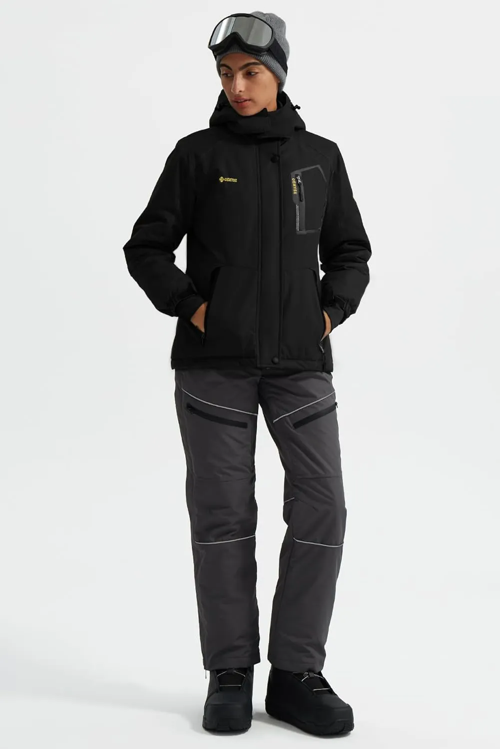 GEMYSE Women's Mountain Waterproof Ski Snow Jacket Rain Winter Jacket Coat Hooded Windproof Parka