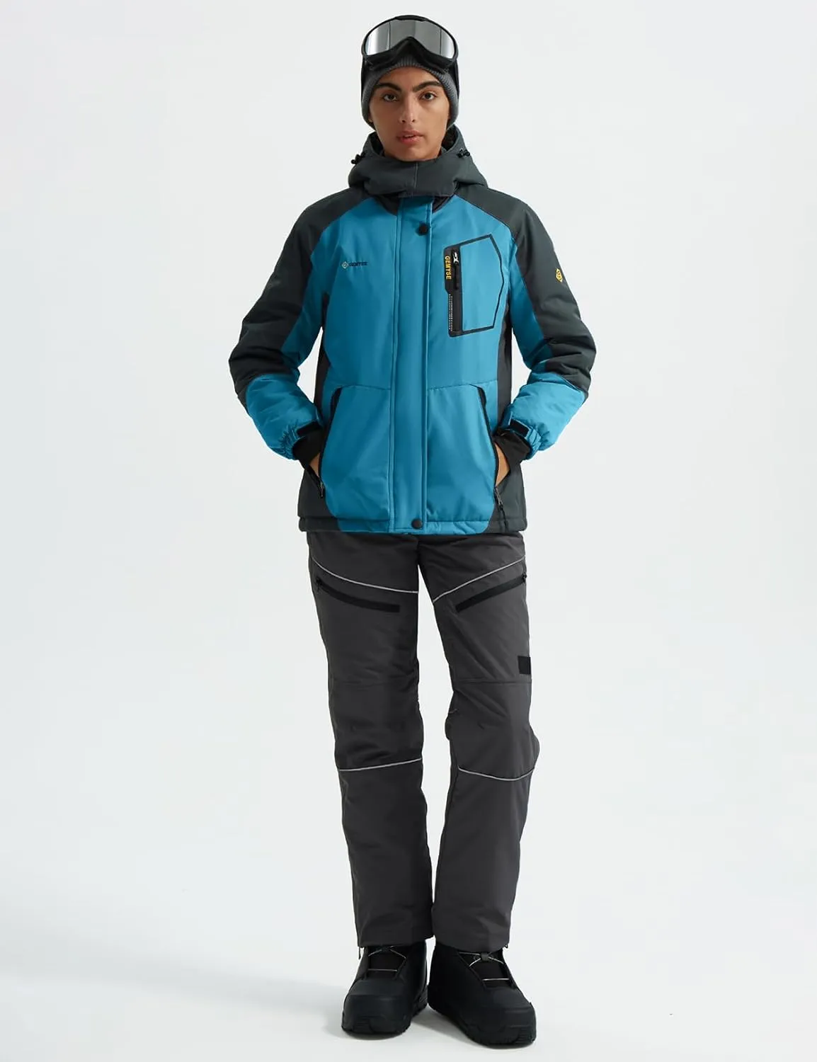 GEMYSE Women's Mountain Waterproof Ski Snow Jacket Rain Winter Jacket Coat Hooded Windproof Parka