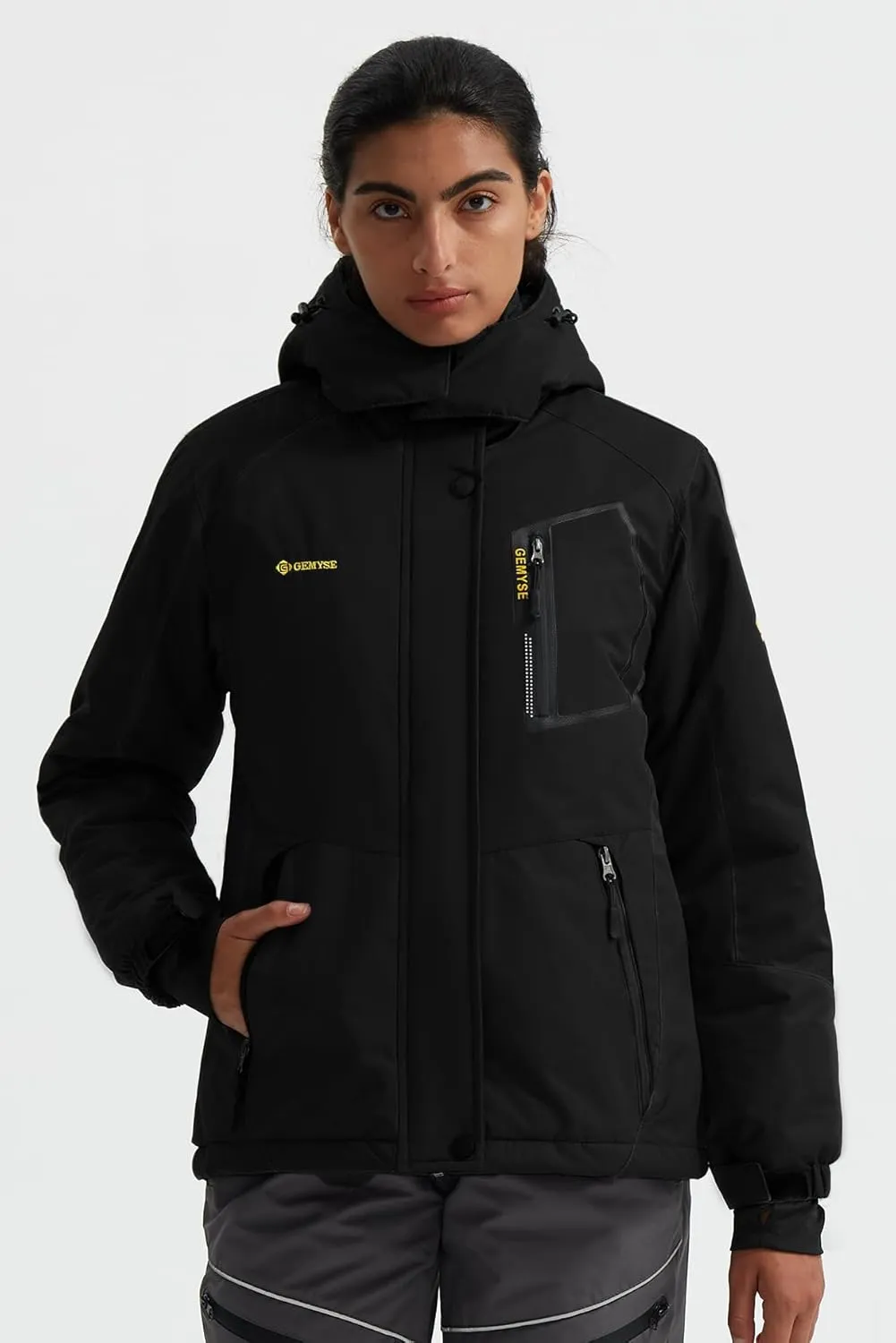 GEMYSE Women's Mountain Waterproof Ski Snow Jacket Rain Winter Jacket Coat Hooded Windproof Parka