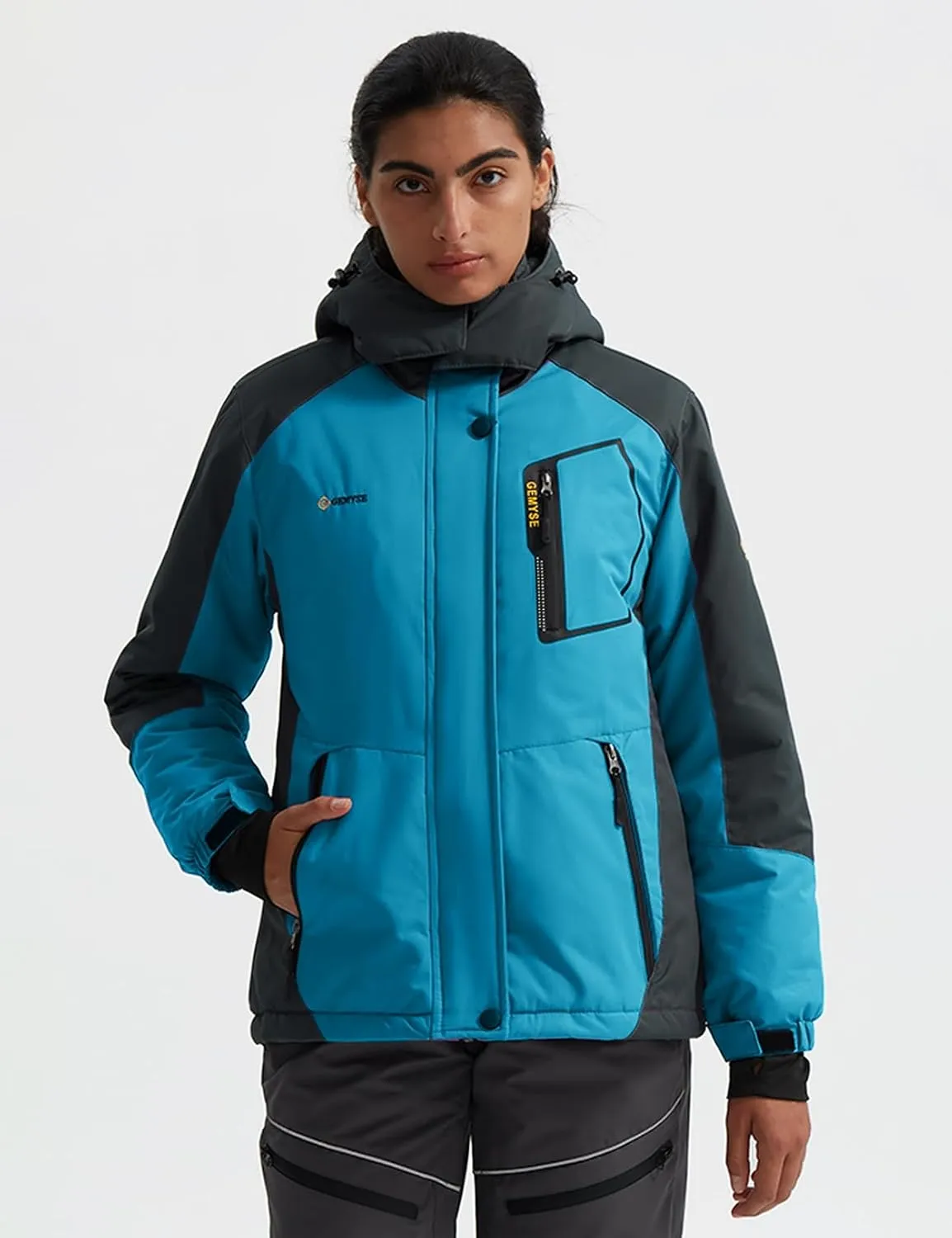 GEMYSE Women's Mountain Waterproof Ski Snow Jacket Rain Winter Jacket Coat Hooded Windproof Parka