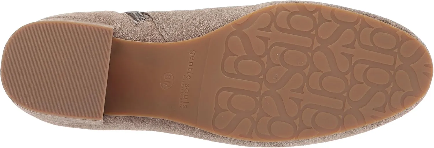 Gentle Souls by Kenneth Cole Women's Blaise Ankle Bootie with Side Zip, Covered Block Heel Suede