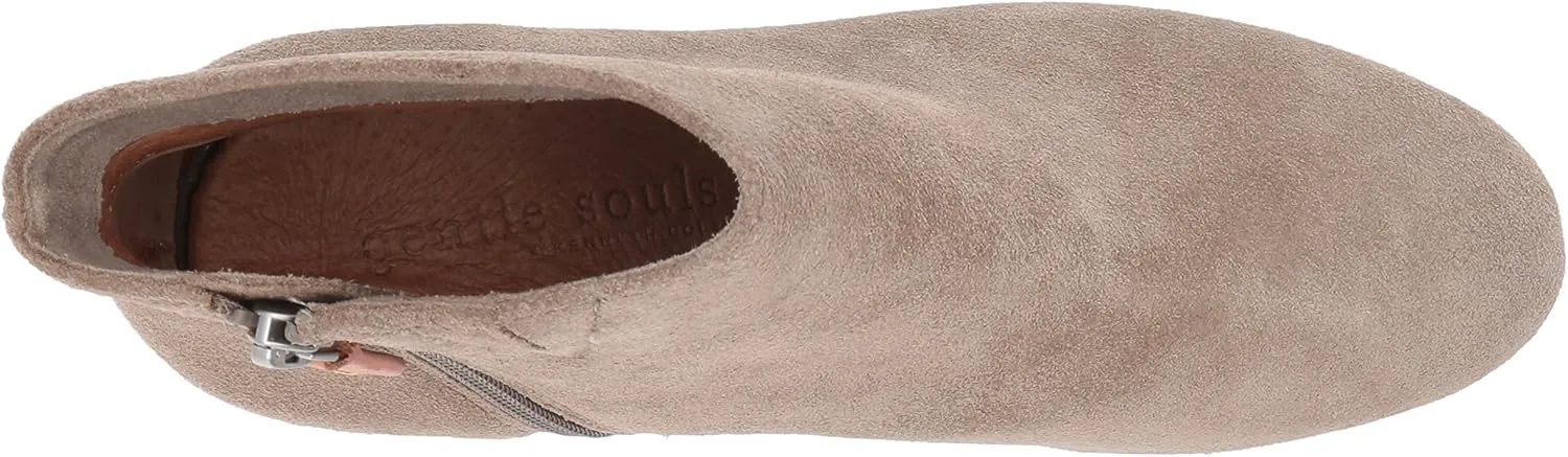 Gentle Souls by Kenneth Cole Women's Blaise Ankle Bootie with Side Zip, Covered Block Heel Suede