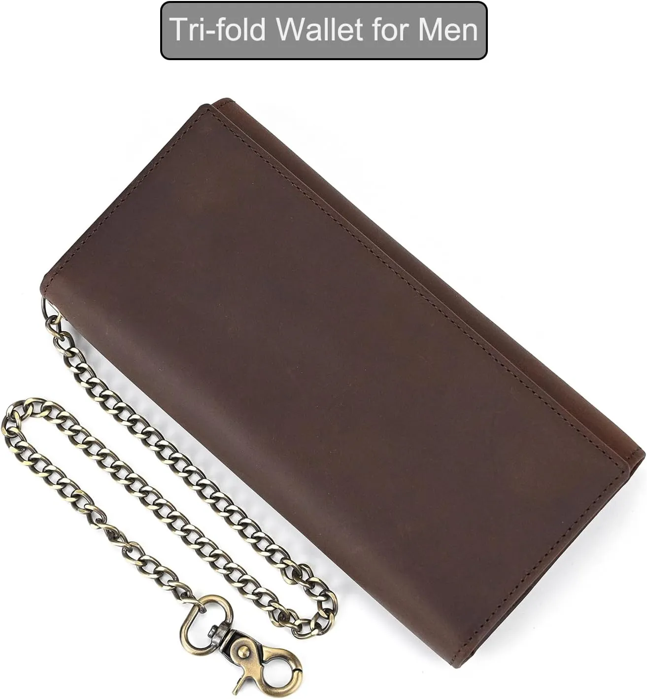 Genuine Leather Long Wallet for Men, Large Capacity Purse Clutch Bag Handbag Checkbook Cash Credit Cards Phone Holder