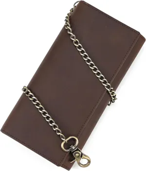 Genuine Leather Long Wallet for Men, Large Capacity Purse Clutch Bag Handbag Checkbook Cash Credit Cards Phone Holder