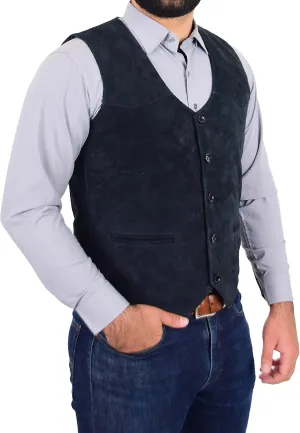 Genuine Suede Waistcoat For Mens Classic Style Soft Vest Gilet Cole Navy