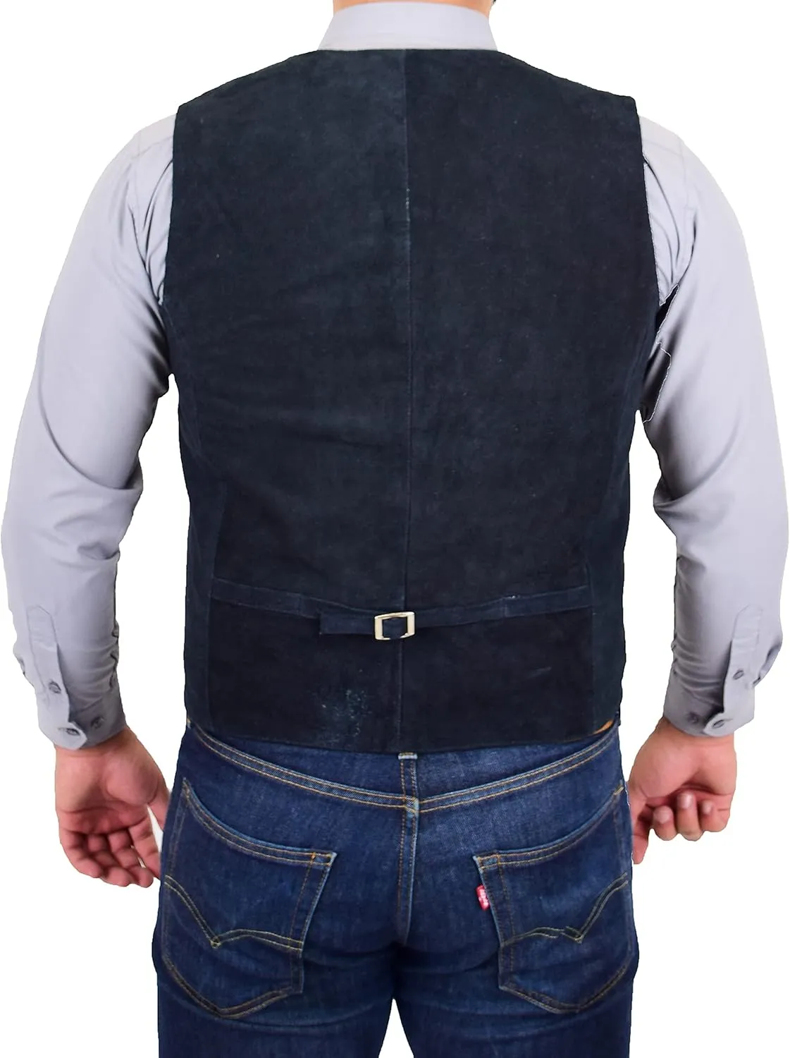 Genuine Suede Waistcoat For Mens Classic Style Soft Vest Gilet Cole Navy