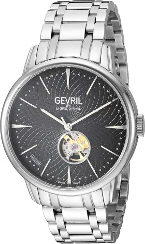 Gevril Swiss Made Men's Mulberry 9600B Automatic Silver Tone Bracelet Watch