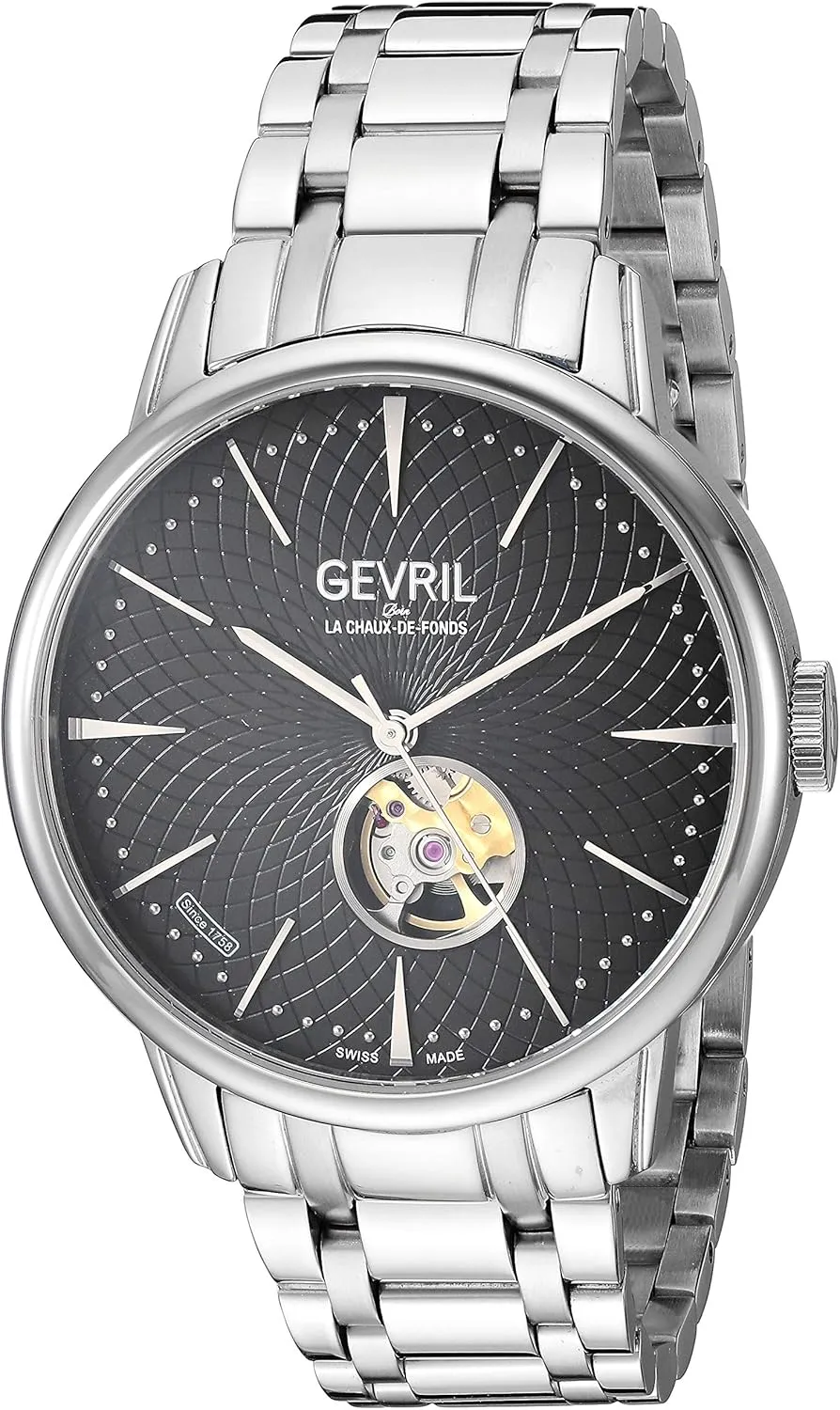Gevril Swiss Made Men's Mulberry 9600B Automatic Silver Tone Bracelet Watch