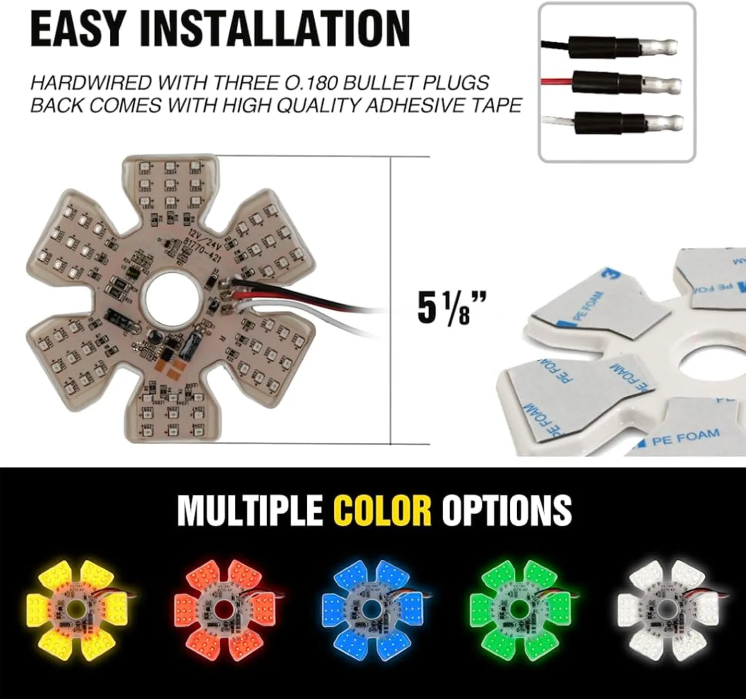 GG Grand General 81775 Amber Ultra-Thin Hex Style Dual Function Interior LED Light (for Trucks, Trailers, RVs', Campers