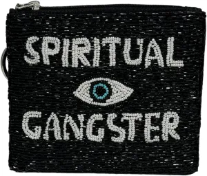 Gigi&Jen Spiritual Ganster Beaded Coin Purse, Small Wallets for Women, Embroidered Zipper Pouch, Birthday Gifts, Cute Pouch Purse,Keyring, Black