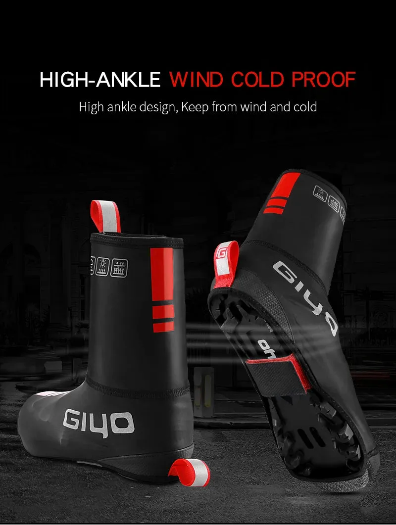 GIYO Waterproof Windproof Fleece Cycling Overshoes for Winter Ride