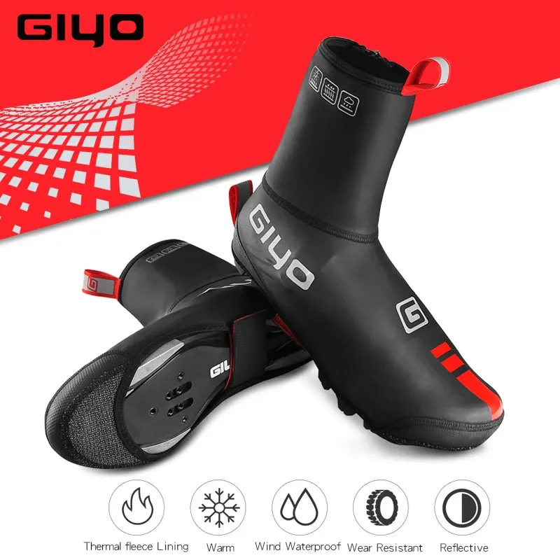 GIYO Waterproof Windproof Fleece Cycling Overshoes for Winter Ride