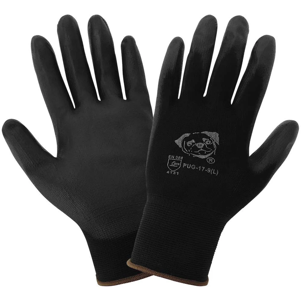Global Glove - PUG-17-M PUG-17 - Lightweight Seamless General Purpose PU Dipped Glove - Medium - (Case of 144),Black