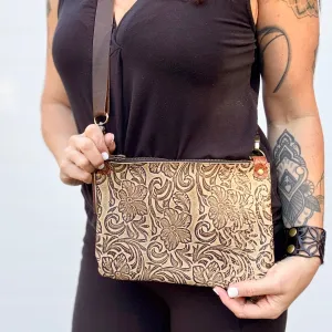 Go Small Zippered Crossbody - Floral Embossed