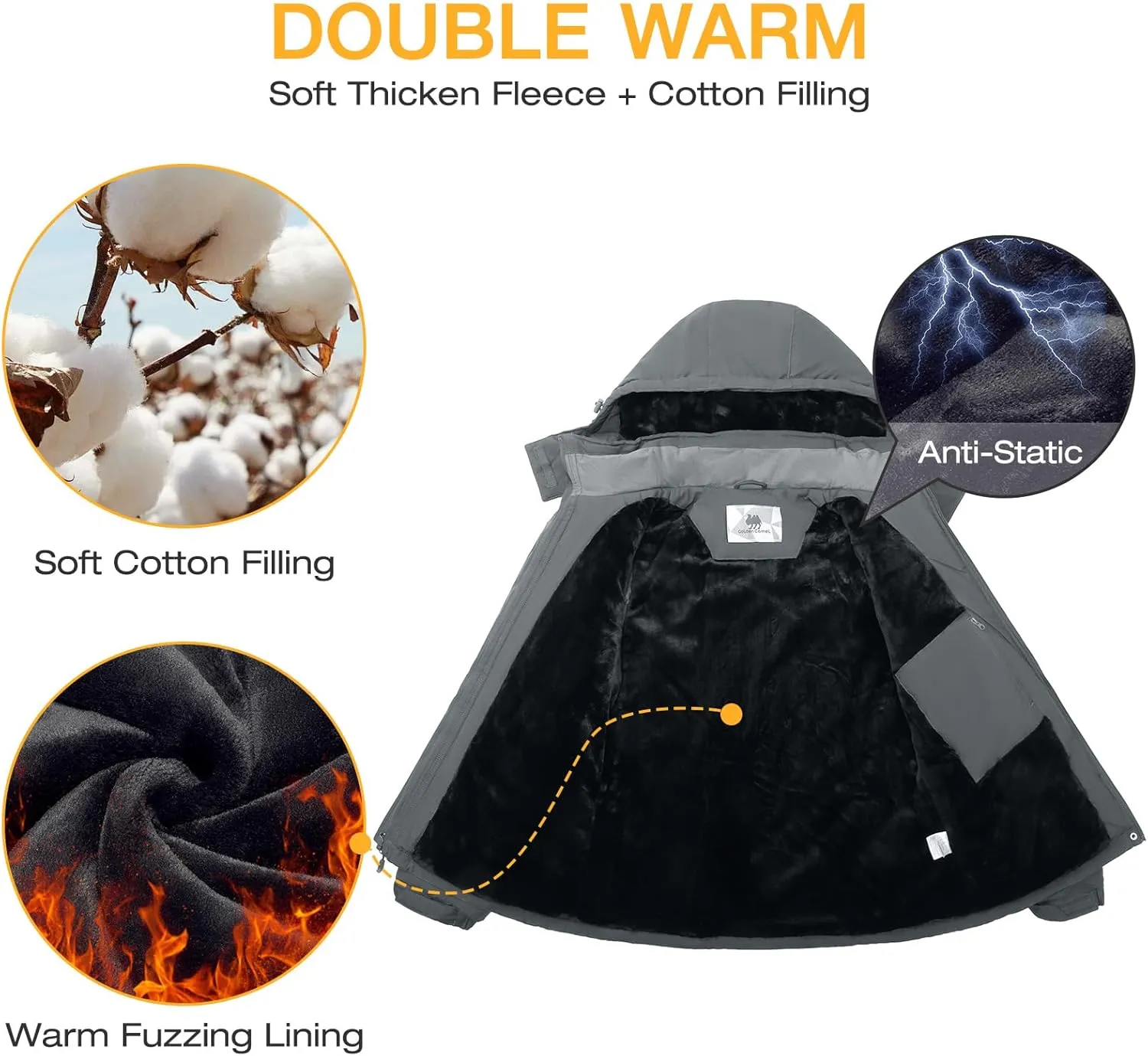 GOLDEN CAMEL Women's Winter Jacket Windproof Ski Snow Jacket Waterproof Thicken Parka Rain Jacket Warm Puffer Coat