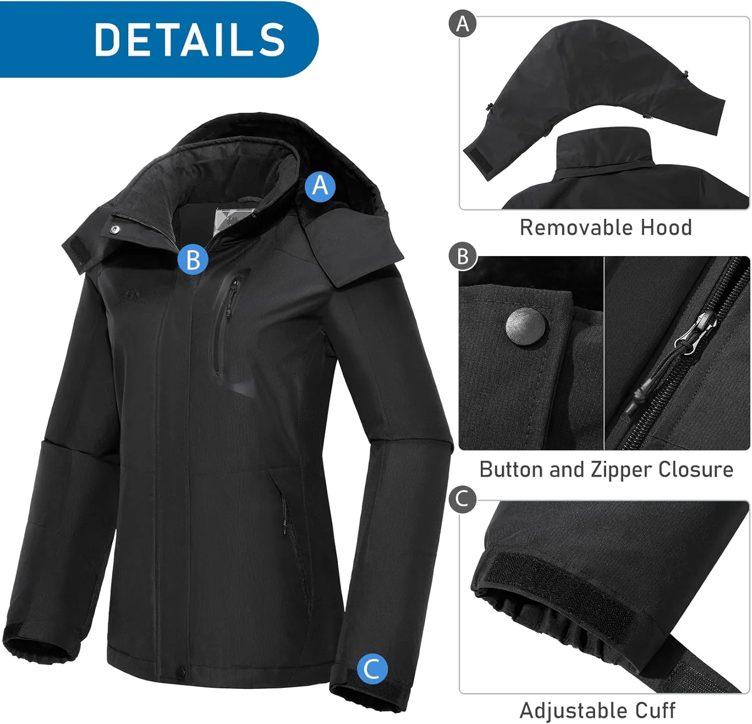 GOLDEN CAMEL Women's Winter Jacket Windproof Ski Snow Jacket Waterproof Thicken Parka Rain Jacket Warm Puffer Coat