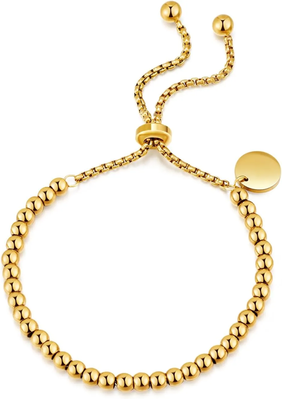Gold/Silver Beaded Bracelet For Women Stainless Steel Round Ball Bracelet Stackable Bracelets Adjustable Jewelry